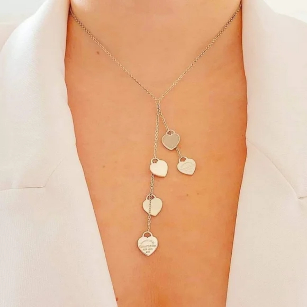 Tiffany & Co. Please Return To Tiffany & Co Five Heart Pendant Necklace